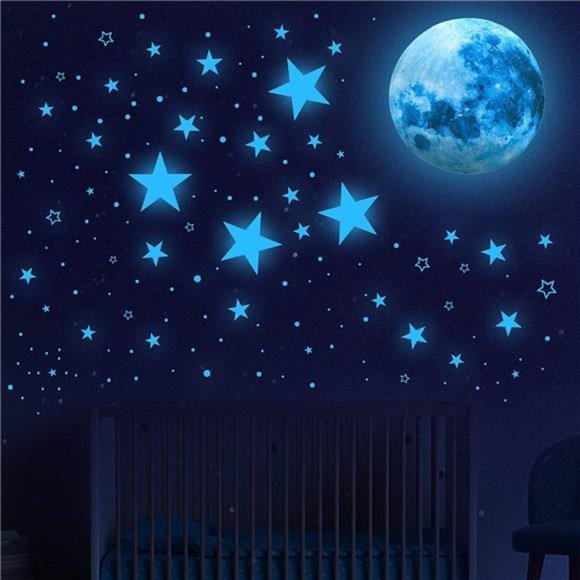 Glow in The Dark Stars for Ceiling,Glow in The Dark Stars and Moon Wall Decals - Picture 6 of 7